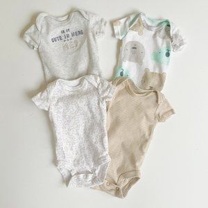 CARTER'S Set of 4 Onesies, Newborn (Bear Prints & Stripes)